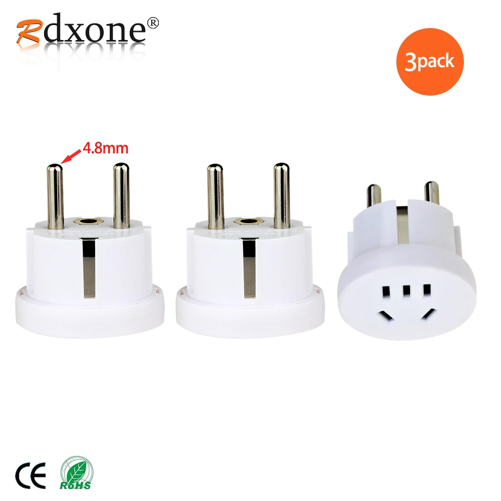 Rdxone 4.8MM German Plug US AU to Europe Travel Adapter Korea European Power Socket Converter