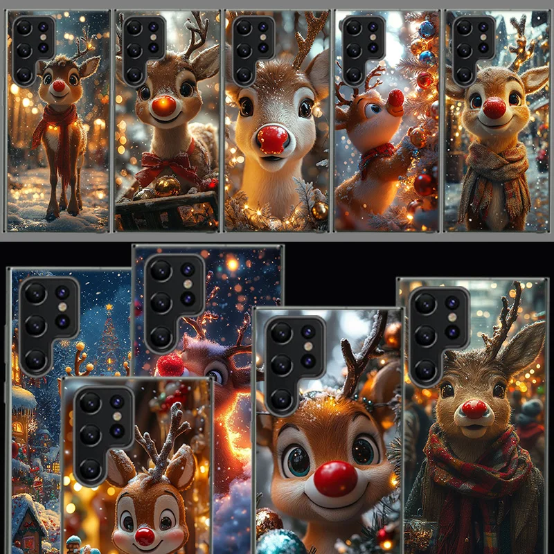 Christmas Reindeer Decorated With Snow Capa Phone Case For Samsung S26 Ultra S25 Edge Galaxy S23 S21 S20 S24 FE S22 S10 Plus Cov
