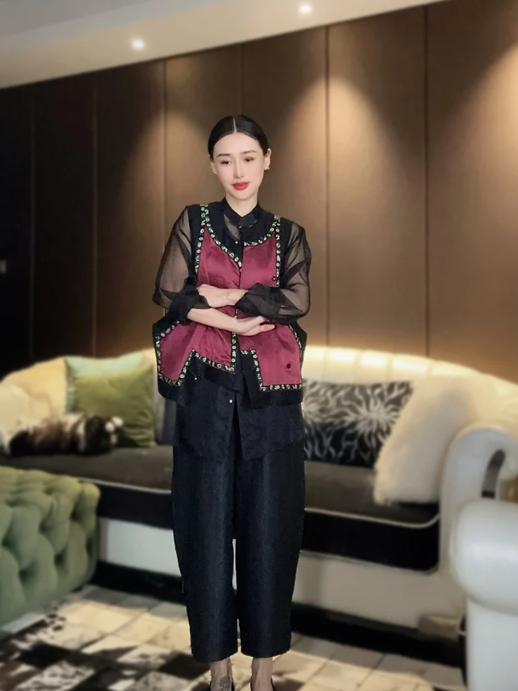 

Silk Cra Pattern Xiangyuna Pants High Waist Loose Harlan Nine Points Women's Casual Trousers Elastic Waist Spring 2025