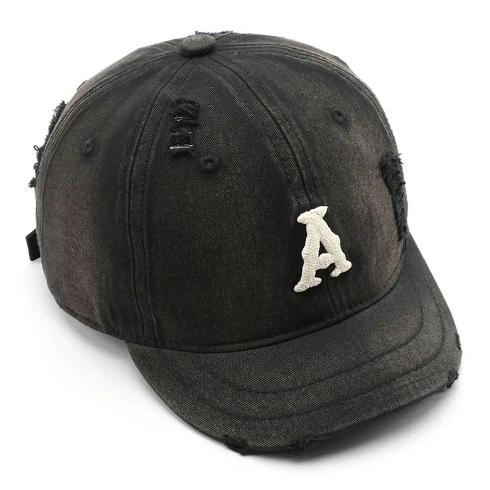 

Casual Embroidered Men Baseball Cap Short Brimmed Retro Embroidery Letter Baseball Hat Sunscreen Hat Cotton Sun Hat Male