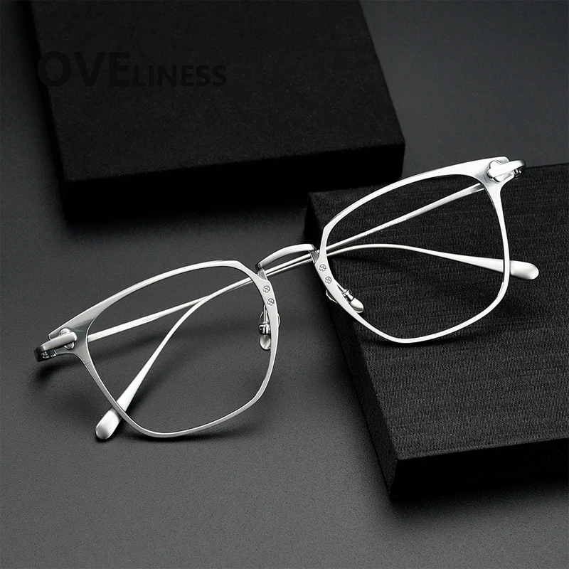 Brillengestell aus reinem Titan für Herren und Damen, Markendesign, Vintage-Retro-Brillengestelle, japanische ultraleichte, hochwertige Brillen