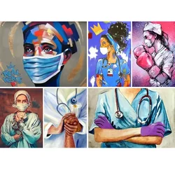 5d Diamond Painting Angel Nurse Doctors Hero Diamond Embroidery Sale Portrait Pictures Of Rhinestones Mosaic Decoration