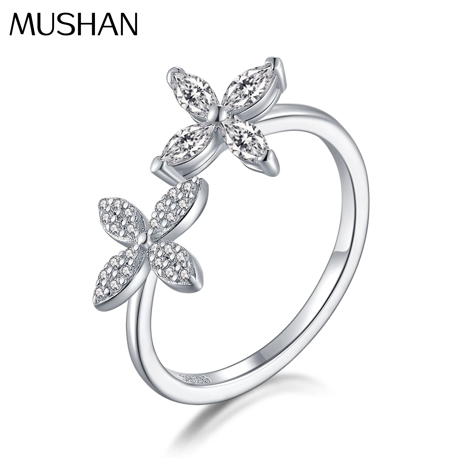 

MuShan Jewelry 925 Sterling Silver Ring Wedding Band HCD Gemstones Girlfriend Gift Statement Jewelry Women Rings Fine Jewelry