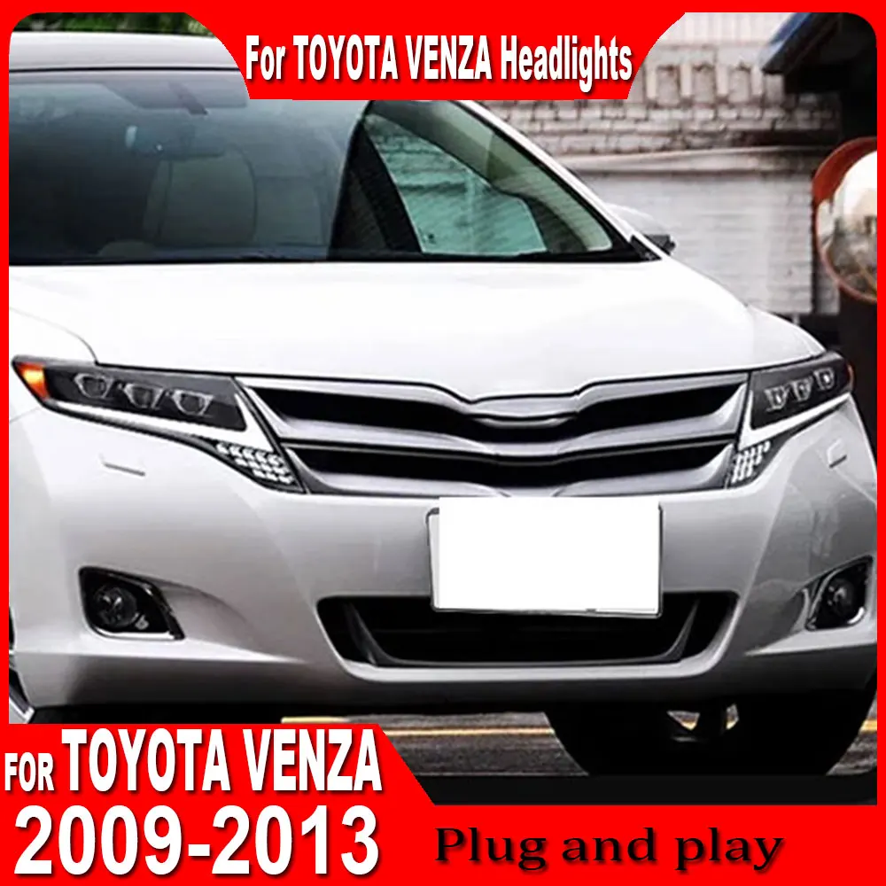 

Светодиодные фары для Toyota Venza 2009-2013, гибридные, с ДХО, указателями поворота, дальним светом и функцией «ангельских глазок» (проектор)