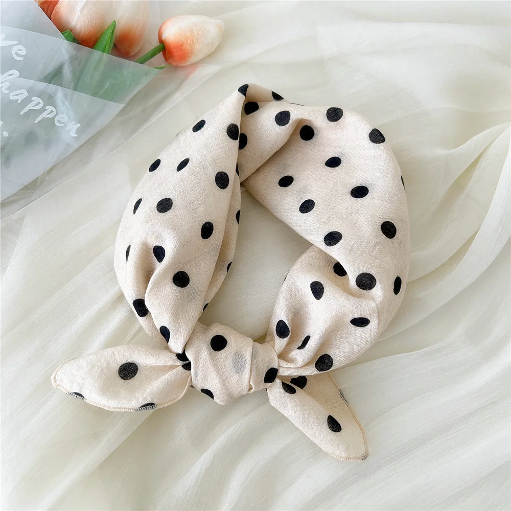 Square Scarf Linen Cotton Floral Print Lightweight Comfortable Women Japanese Headband Neckerchief for Summer Fall