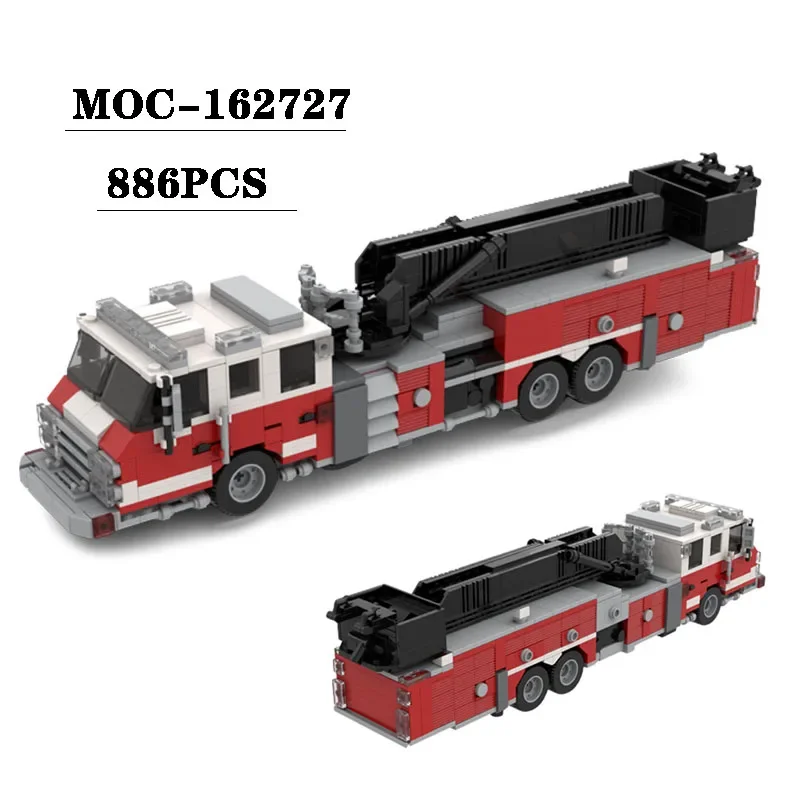 

Building Block MOC-162727 City Fire Truck High-altitude Operation Model 886PCS Adult Child Puzzle Education Birthday Toy Gift