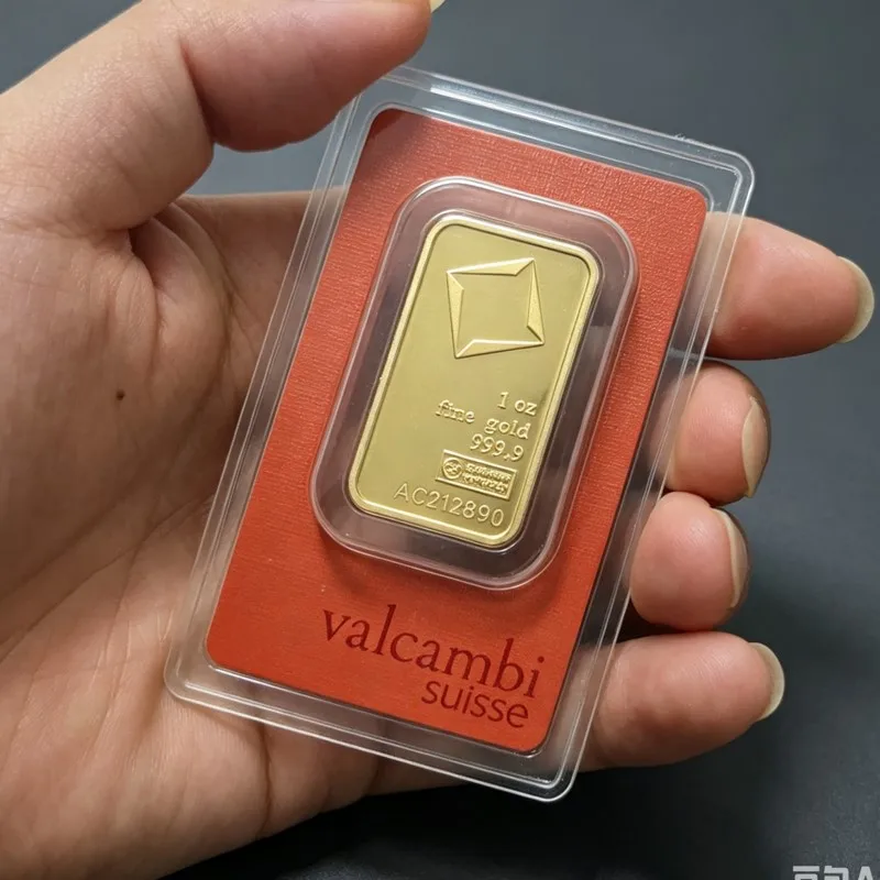 Valcambi 1oz/50g Goldbarren aus Messing, vergoldet, mit verschiedenen Seriennummern, Goldbarren zur Heimdekoration – Detail 5