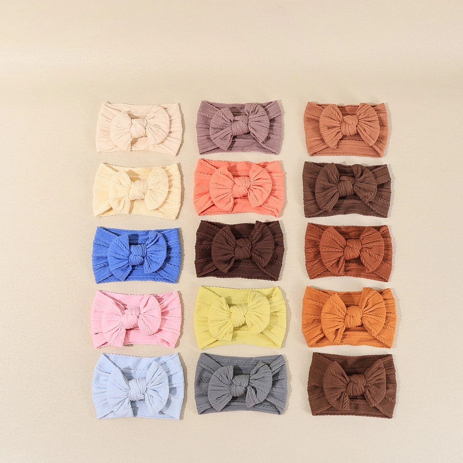 56pc Newborn Baby Girls Ribbed Headband Mini Size 0-6 Month Wide Nylon Turban Knot Bow Headband Cable Knit Headwraps for Infants