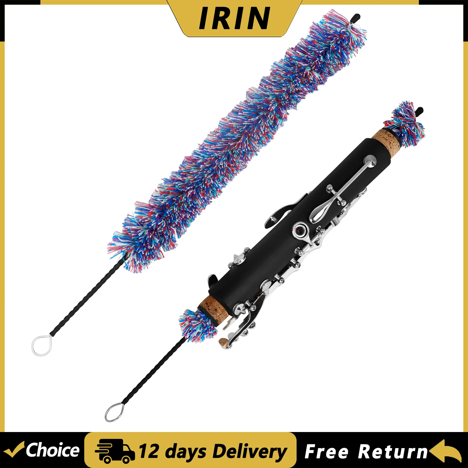 IRIN Clarinet Flute Cleaning Brush Inner Chamber Colored Cotton Thread Brush Cleaning Tools Woodwind Instrument Part Accessories