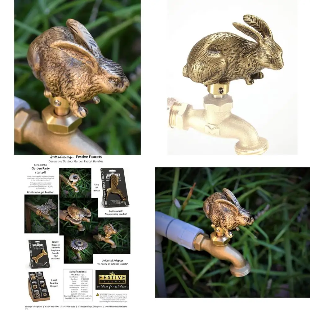 

Universal Brass Outdoor Rabbit Decorative Faucet Handle, DIY Replacement, Excludes Faucet