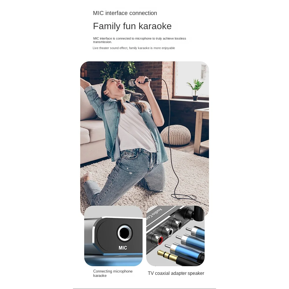 A42Z-Convertitore DAC HIFI wireless Ricevitore Bluetooth 5.2 Audio coassiale a R/L Adattatore Aux da 3,5 mm con microfono per riproduzione disco U