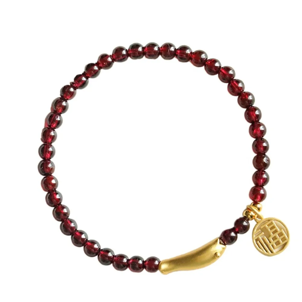 

Fashionable Flower Red Beaded Bracelet Calabash Delicate Lucky Pendant Bracelet Fish Wrist Adornment Beads Bangles Gift