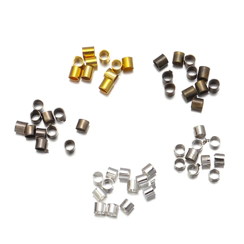 500 Stücke 1,5/2/2,5mm Gold Silber Farbe Rohr Crimp End Perlen Stopper Spacer Perlen Für Schmuck, der Entdeckungen DIY Halskette Liefert