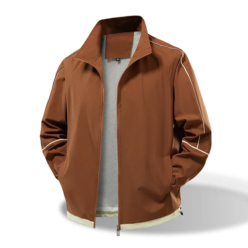 

New Spring Autumn Stand Collar Jackets Solid Commuter Casual Men Coats Outdoor Travel Baseball Jacket High Quality Men Clothing