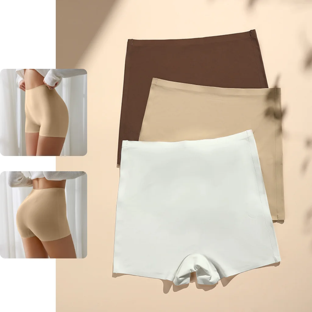 1pc Safety Pants High Waist Women's Shorts Under The Skirt Ice Silk Seamless Panties Breathable Boxer Briefs Cycling Shorts Free