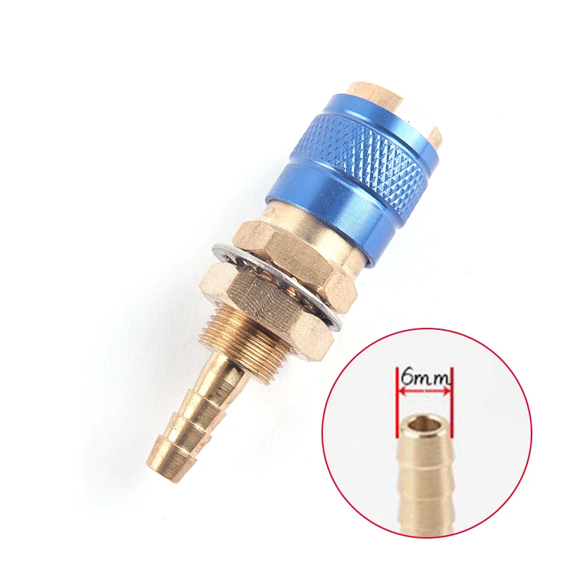 1PCS Water Cooled Gas Adapter Quick Connector For TIG/MIG Welding Torch Plug M6/M8 Brass Thread Connector