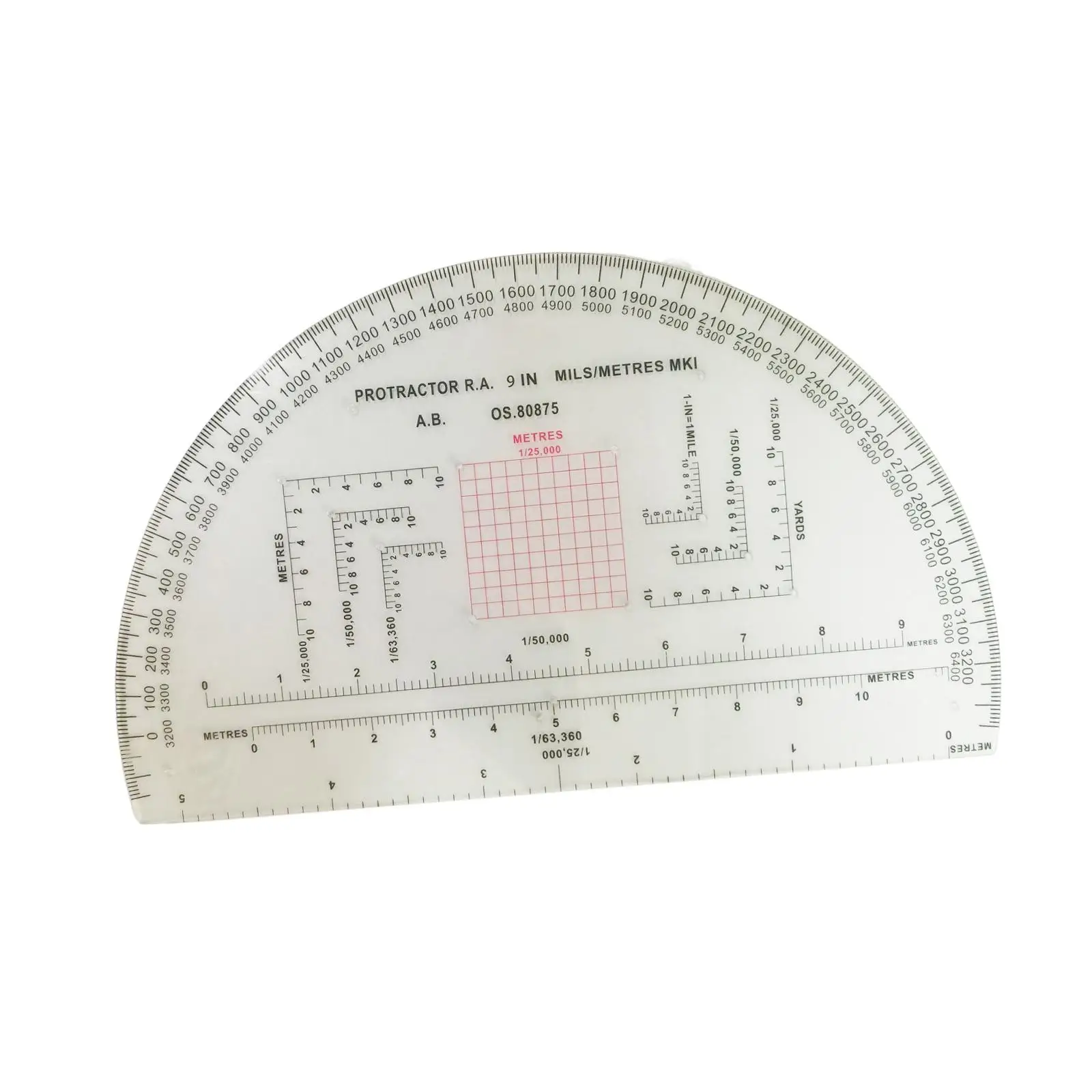 

Portable Half Round Protractor Professional Transparent for Map