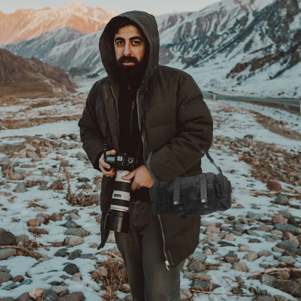 Waterproof Camera Bag Oxford Cloth Large Capacity Wear-Resistant Lens Storage Outdoor Travel Crossbody Shoulder Bag Casual