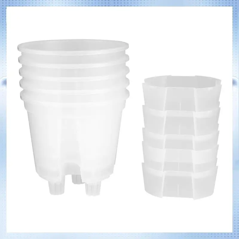 

AD-6 Inch Transparent Plastic Garden Pots Self Watering Planters 5 Pack With Deep Reservior