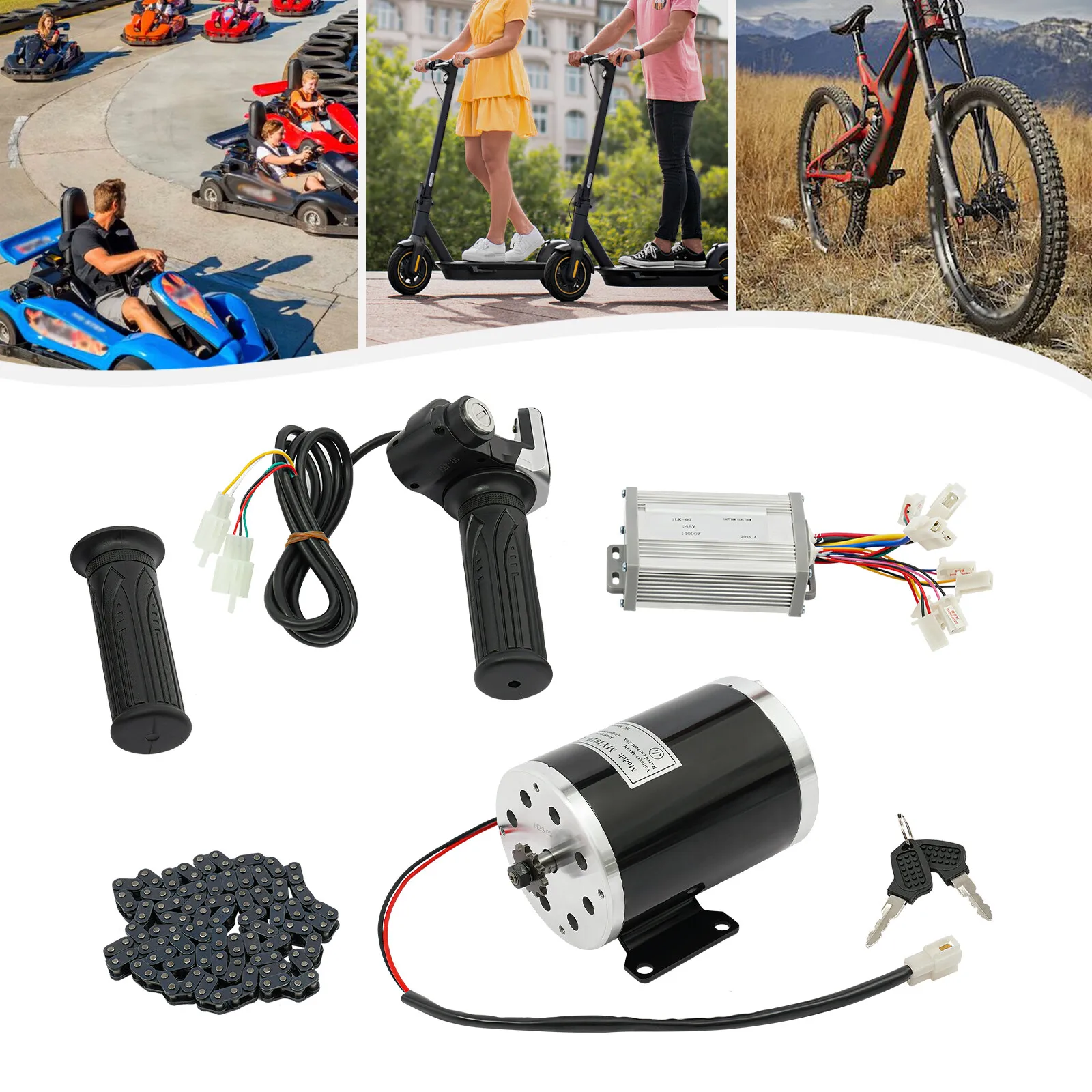 

Black&Silver Electric Bike Conversion Kit Iron+Copper - 250W Brushed Pure Copper Motor&24V, 264.55Lbs Load Capacity