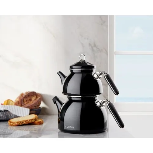 Neva NV10020 Black Enamel Cool Touch Size With Handle tea Pot Set