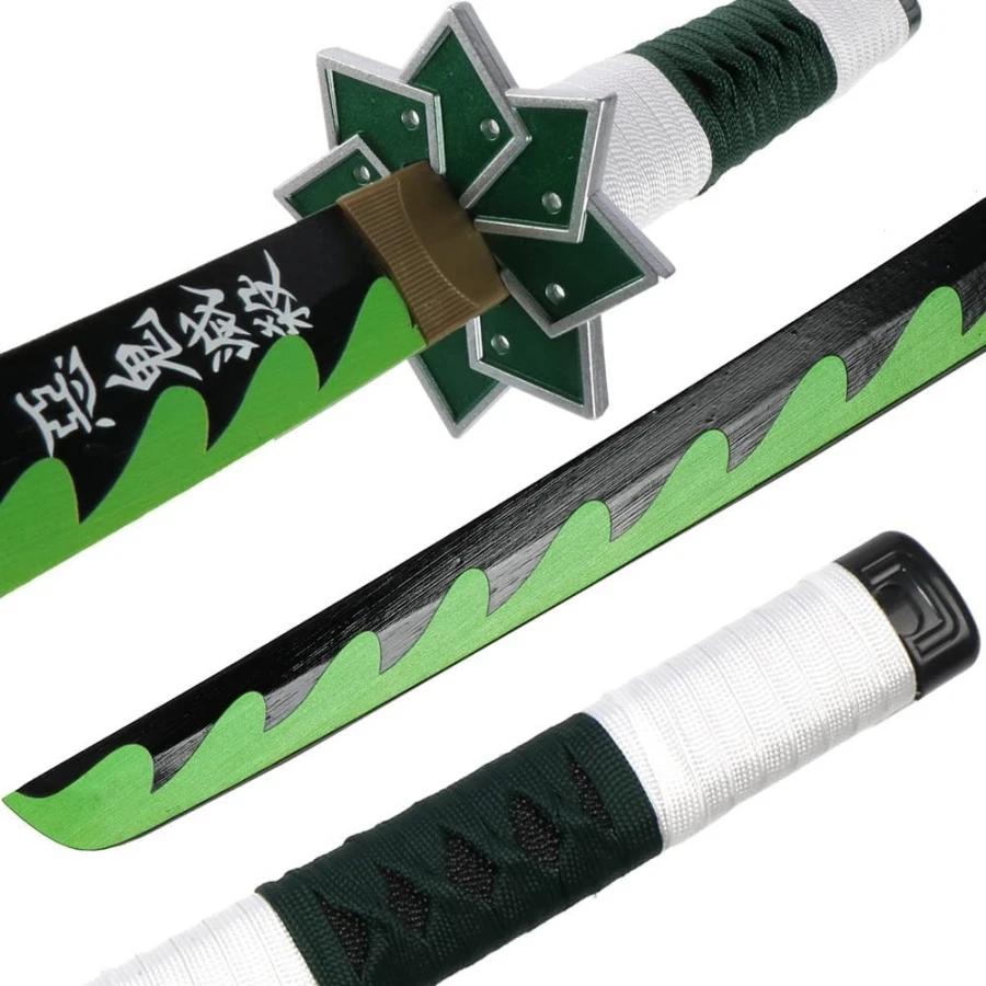 104cm/41inch Cosplay Shinazugawa Genya Sanemi Kimetsu no Yaiba Anime Ninja Knife Katana Samurai Role Play Bamboo Blade Sword
