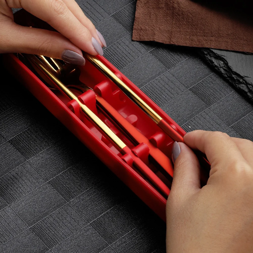 

1 Set Stainless Steel Tableware Set Lightweight Durable Portable Dinnerware Kit For Travel Camping Picnic Flatware With Case