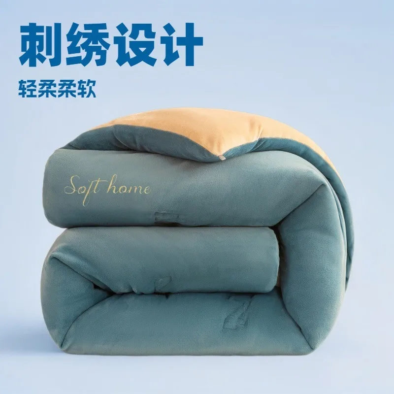 Thicken Lamb Double-faced Velvet Quilt Super Warm Winter Comforter Home Hotel Single Double Luxury Blanket Soft Quilt Duvets