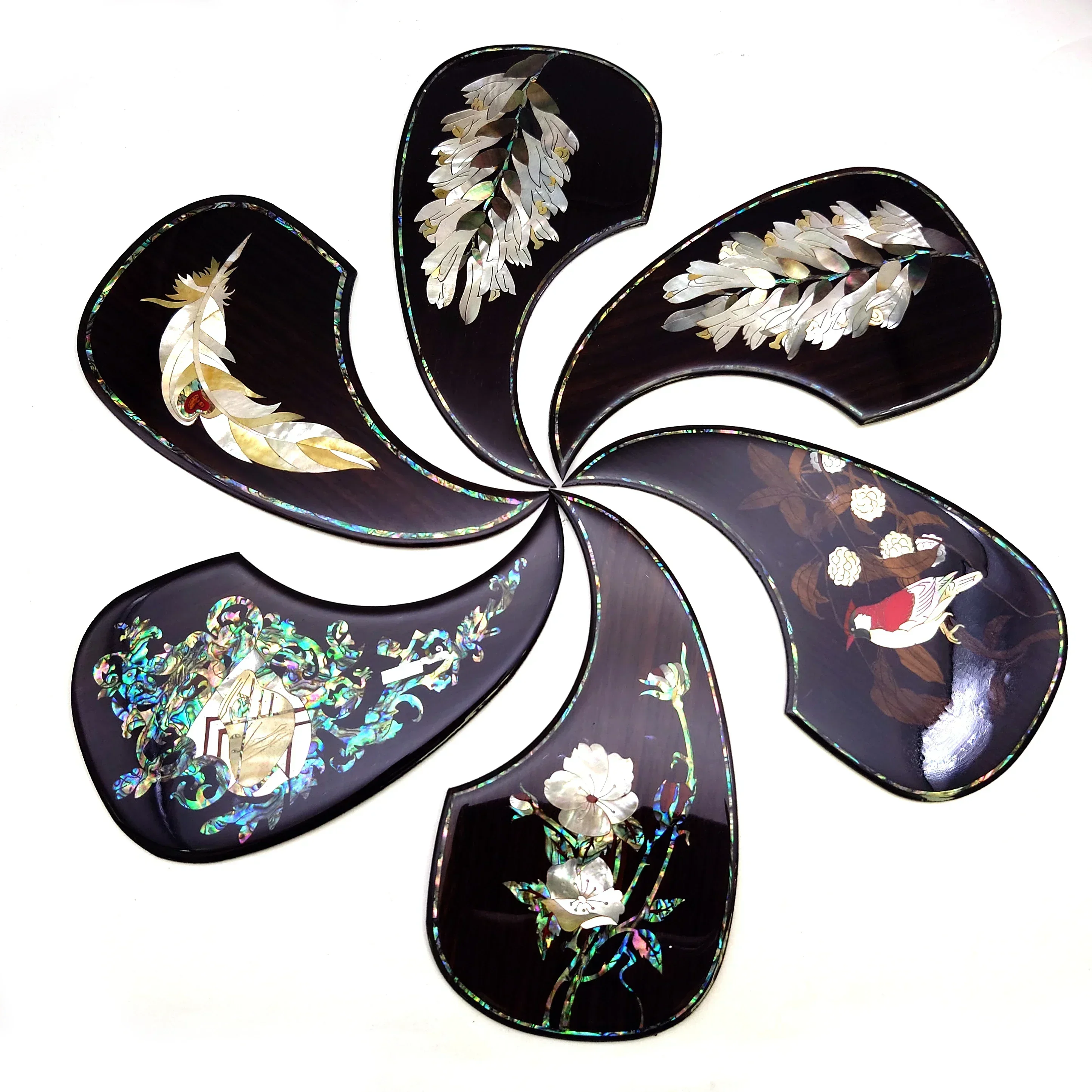 Acoustic Guitar Pickguard Solid Wood Inlaid Inlaid Abalone Flower Self-adhesive for D-45 or 40-43 Inches Guitar Scratch Plate