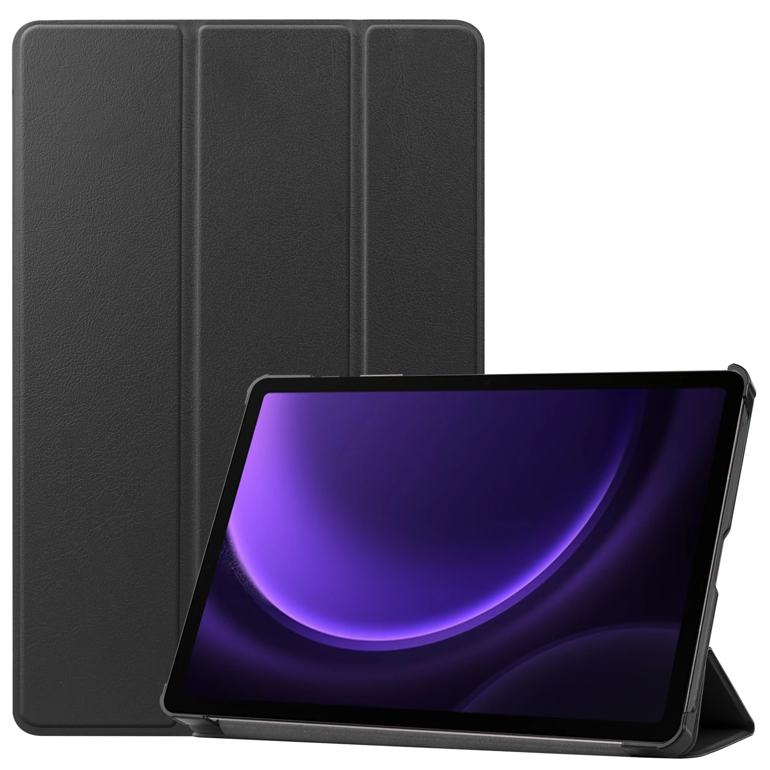 

For Samsung Galaxy Tab S10 FE / S9 FE Case Tri-Fold Stand PU Leather Tablet Cover - Black