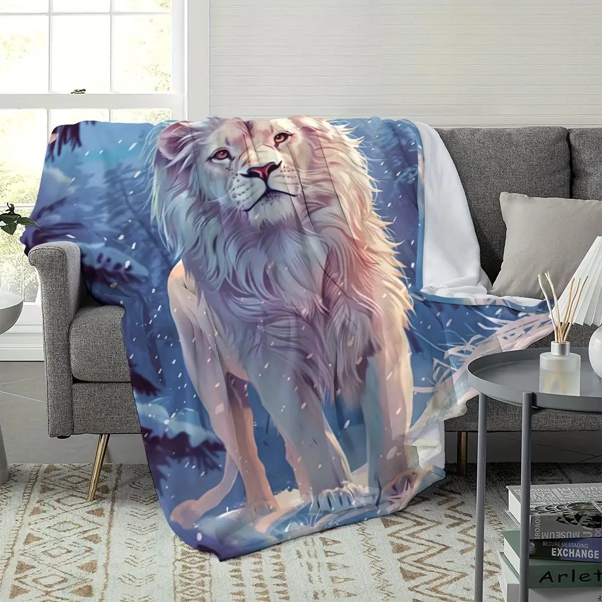 Fluffy Blanket Lion Printed Blanket Tapestry Warm Envelope Blanket for Room Decorating Items Valentines Day Gifts For Kids