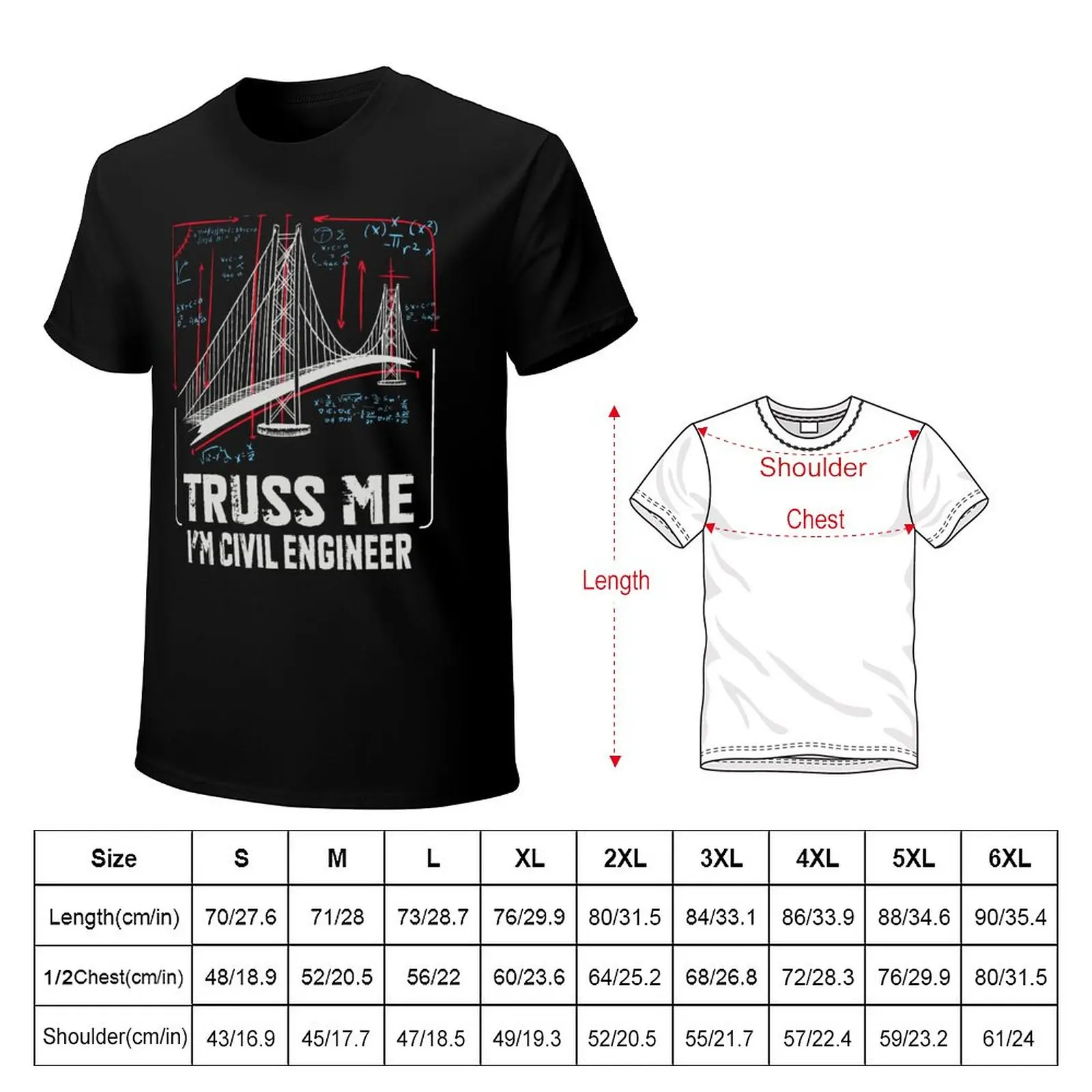 Civil Engineer Bridge Calculus Scheme T-Shirt kawaii clothes men clothing