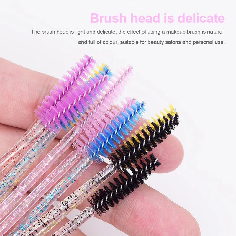 50Pcs Disposable Eyelash Brush Soft Head Crystal Eyebrow Brush Lash Extension Brush Mascara Wand Makeup Tool