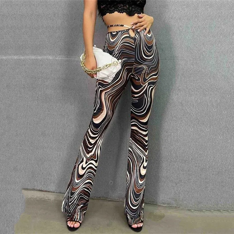 

Summer Women's Flared Pants Lace Up High Waist Casual Slimming Wide Leg Pants Soft Breathable Long Trousers 2023 Female Clothing