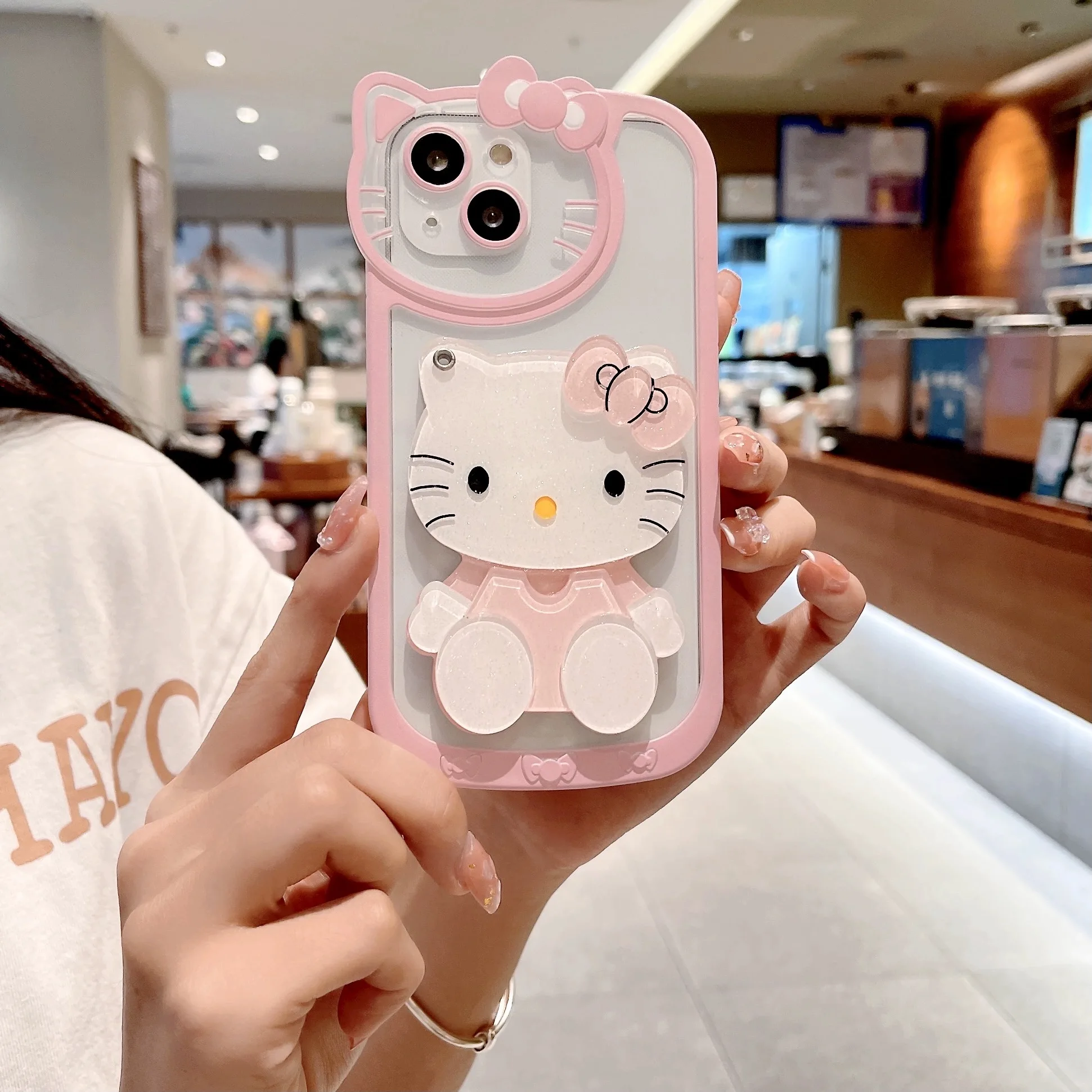 Sanrio Hello Kitty Kawaii 3D Mirror Phone Case For iPhone 15 14 13 Pro Max 11 12 13 Pro X XR 7 8 Plus Girl Pink Y2K Cute Cover image 4