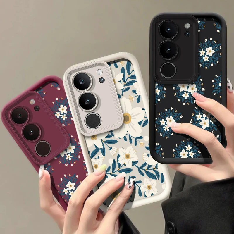 حافظة هاتف ناعمة لهاتف Vivo Y400 Pro Y300 Y72 Y55 Y53S Y52 Y51A Y50 Y200 Y100 Y89 Y81I Y77e Y76S غطاء زهور سميك مقاوم للصدمات #1