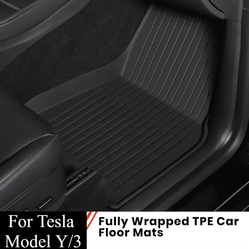 

Для Tesla Floor Mat Model Y 2021-2024 Model 3 TPE Водонепроницаемый противоскользящий комплект напольного коврика