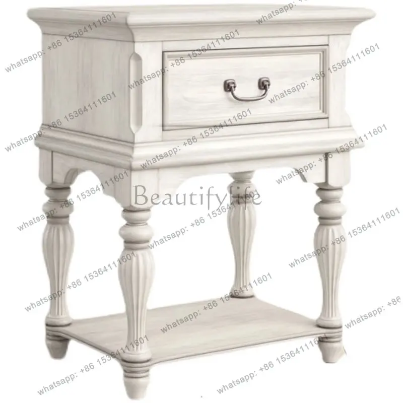 

yj9 Французская ретро-тумбочка белого цвета для спальни, из массива дерева, с местом для хранения