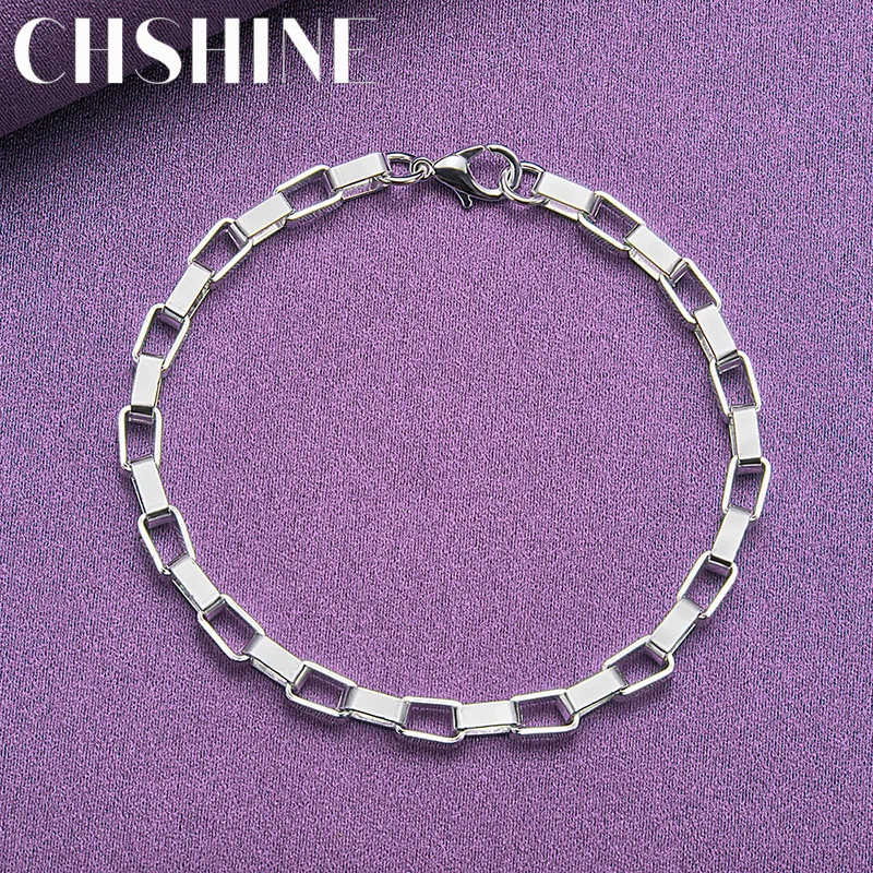 

CHSHINE 925 Sterling Silver Square Chain Bracelet For Women Wedding Party Fashion Charm Jewelry