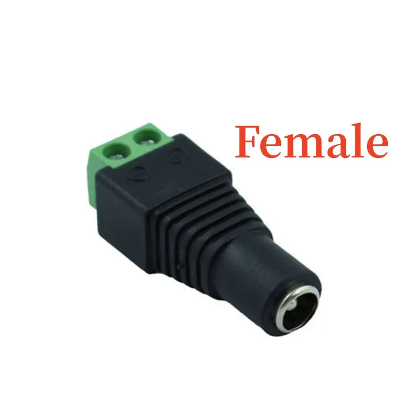 5.5mm x 2.1mm Female Male DC Power Plug Adapter for 5050 3528 5060 Single Color LED Strip and CCTV Cameras