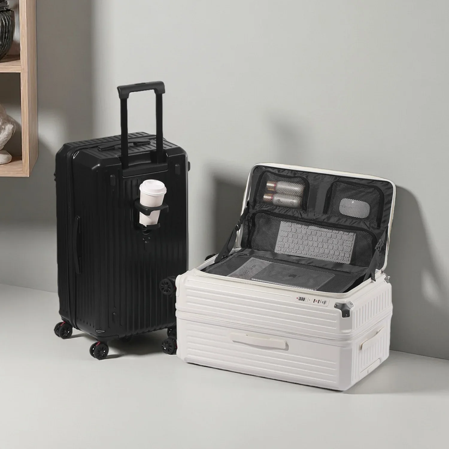Carry-On Luggage with Side Opening USB+Type-C Charging Port TSA Lock Brake Wheels 20