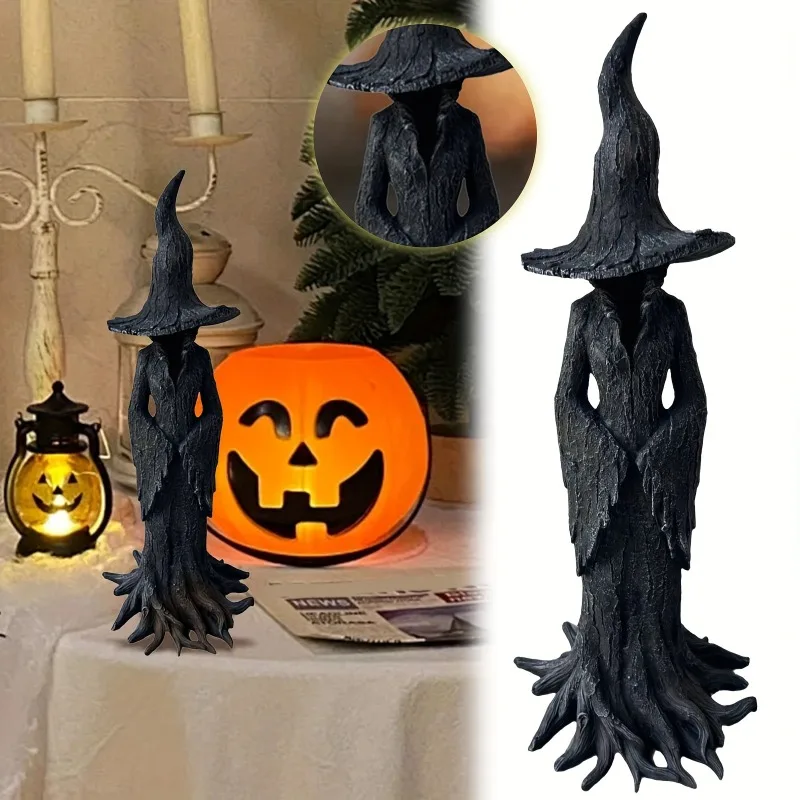 Vintage Hexe Statue Harz Handwerk Tischdekoration Halloween Gothic Figur Zauberer Dekor Fantasy Ornament Halloween Dekorationen – Detail 1
