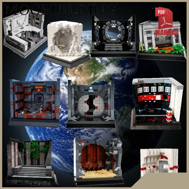 Military Bunker Diorama Control Room Modular Scene MOC Building Bricks Pit Blocks Cloud Construction Technology Toys Gift