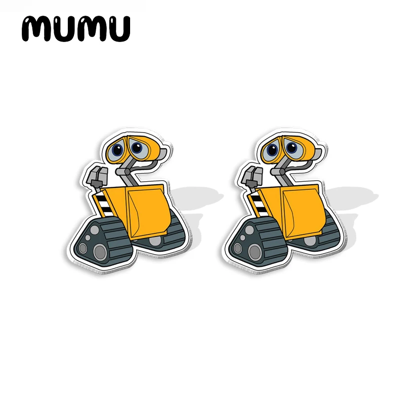 2024 New Wall E and Eve Stud Earring Cute Robot Epoxy Jewelry Resin Acrylic Earrings Handmade Gifts Fans