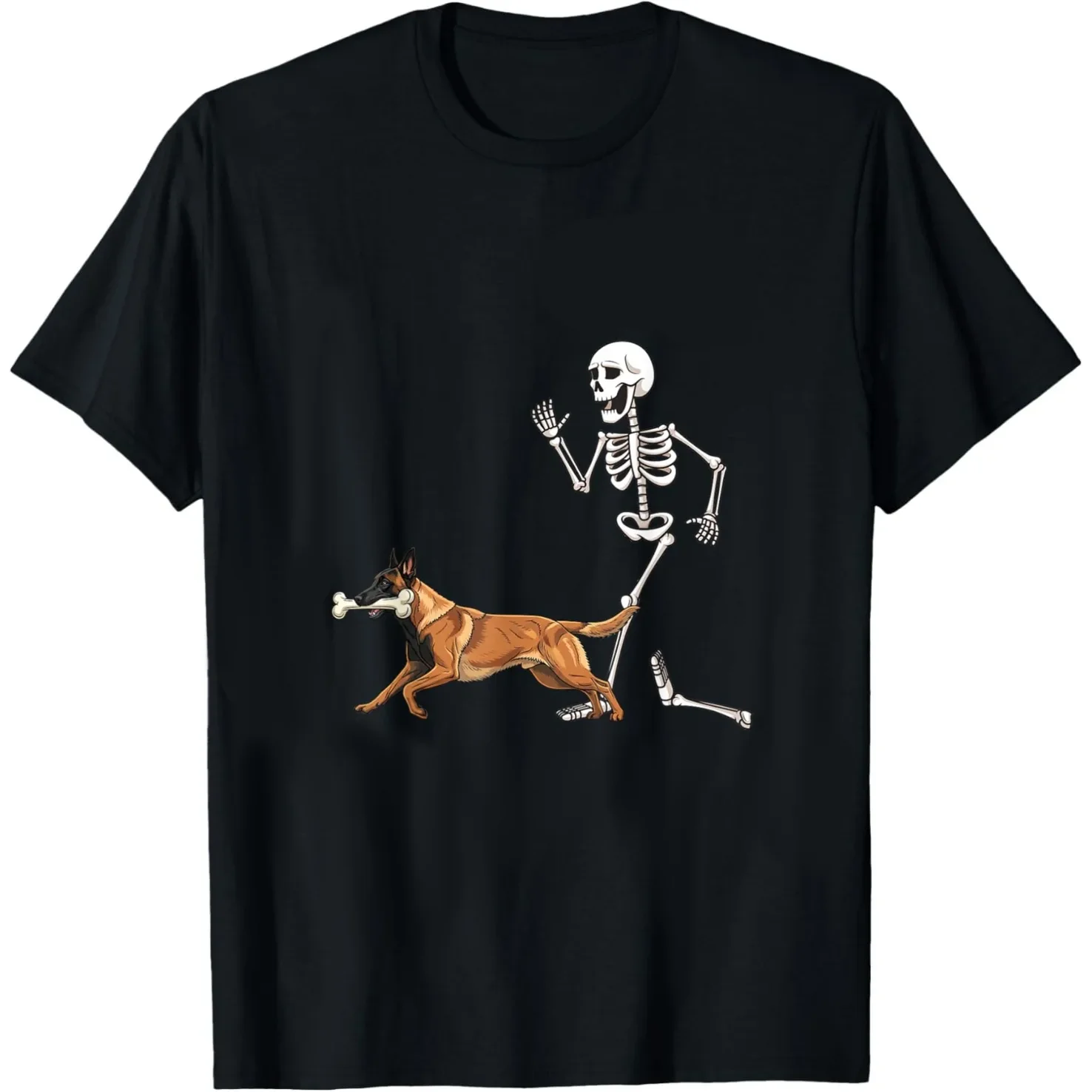 Funny Halloween Belgian Malinois Dog Skeleton Women Tee Humor Streetwear O-Neck Short Sleeve Clothing Personality Y2K Women Tee