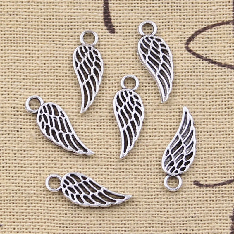 100 sztuk Charms Angel Wings 18x7mm Antique srebrny kolor wisiorki DIY rzemiosło dokonywanie ustalenia Handmade biżuteria tybetańska