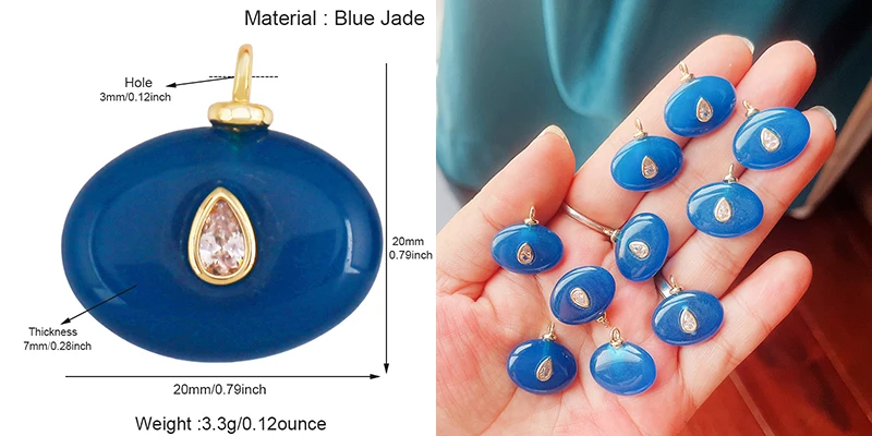 Edelstein-Charm-Anhänger aus türkisfarbenem Malachit, schwarzem Achat, rosa Quarz, 18 Karat echt vergoldeter Schmuck für die Herstellung von Halsketten, S58 – Detail 24