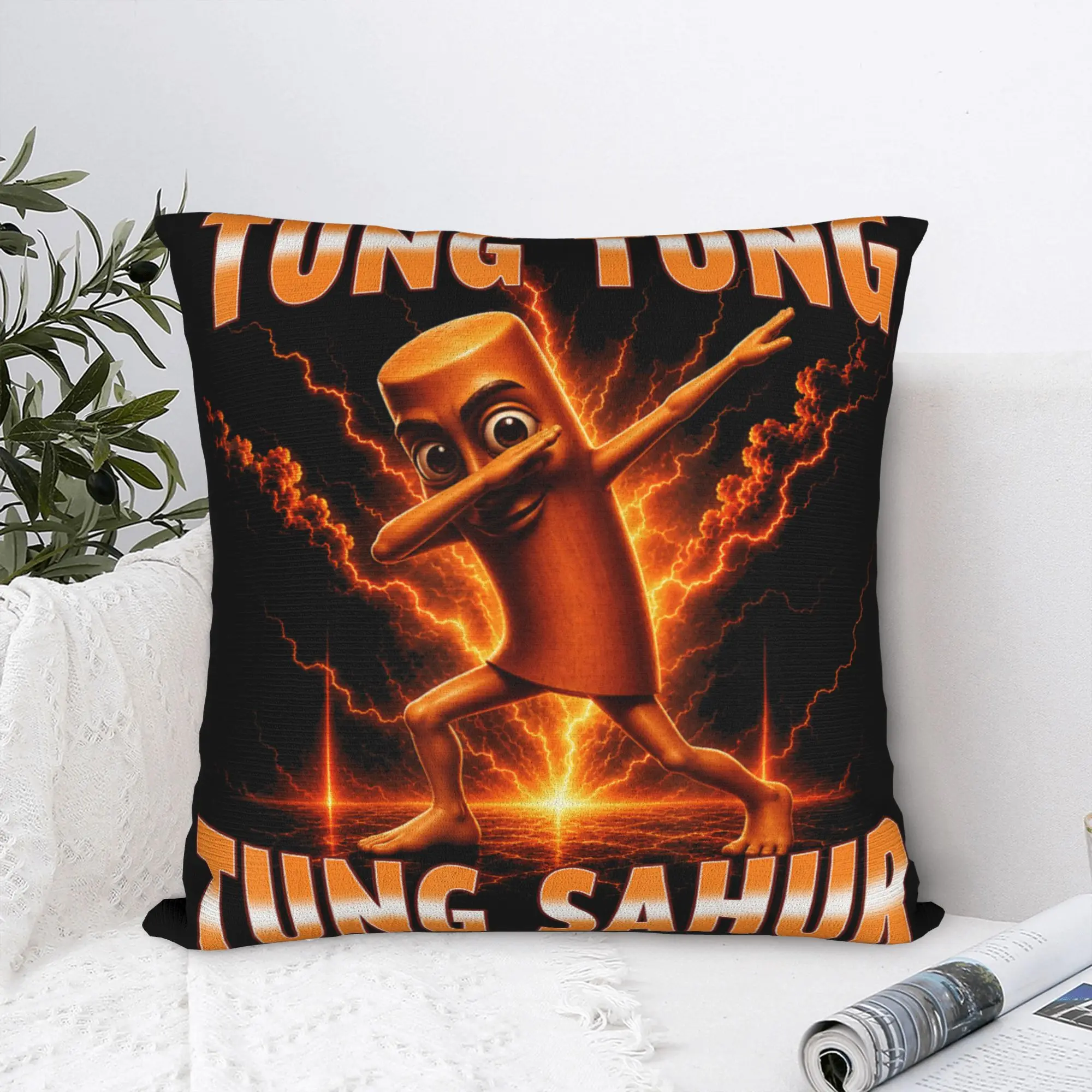 Tung Tung Tung Sahur is Calling Funny Italian Dab Dance Pillow Case Pillow Cover Design Pillowcases For Sofa Car Home Decor