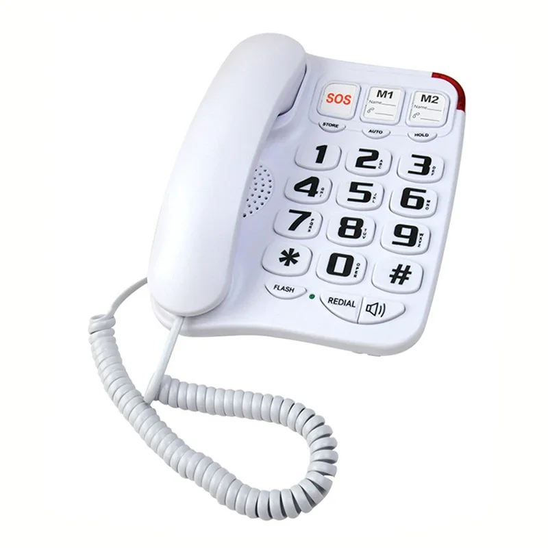 Telefone Large Button Wired Telephone Amplified Corded Desk One-Touch Speed Dials For The Elderly With Wall Mount SOS Emergency