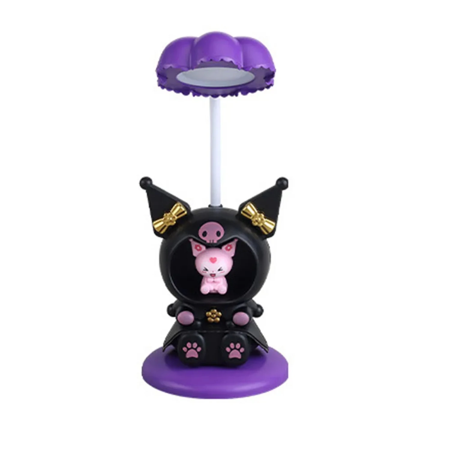 Lampu meja pelindung mata lipat Kuromi My Melody lucu Anime Girly Heart lampu malam samping tempat tidur lampu kartun